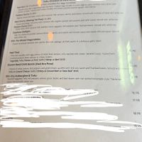 Main course menu  at Aubergine in St Louis