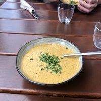 Cold vegetable soup - bread not pictured  at L'Acoustic in Selestat