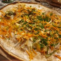 Savory flammenkueche at L'Acoustic in Selestat