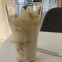 Banana milk lattee  at Tå-me Vegan Kitchen in Batumi