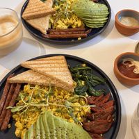 On a photo there is amazing food, so delicious breakfast and it was very nourishing! Desserts are very fresh and tasty! We’re so happy that we discovered this vegan place!!!❤ at Tå-me Vegan Kitchen in Batumi