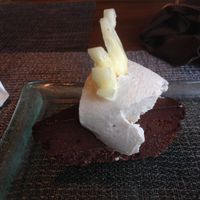 raw vegan chocolate mudcake with Vanille icecream  at Divine Earth in Seminyak