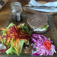 Raw nut burger  at Divine Earth in Seminyak