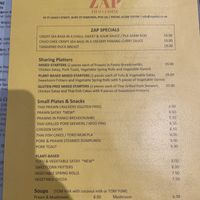 Menu - August 2025  at Zap in Bury St Edmunds