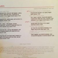 Vegan lunch menu 2 at Zheng Asian Bistro in Glenwood Springs