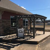 Outdoor seating March 2024 at Golden Leaf Cafe in Menomonie