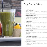 Smoothies Menu at Yummy Green in Victoria