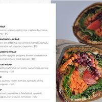 Wraps Menu at Yummy Green in Victoria