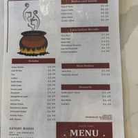 Menu  at Sanjhi Rasoi in Brampton