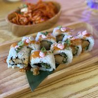 Vegan chicken sushi roll  at Maki & Ramen in Leicester