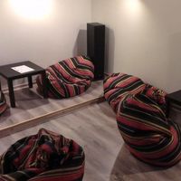 Mysa interior with pillows at Mysa in Warsaw