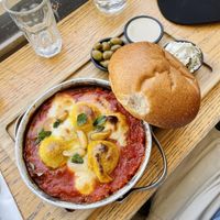 Shakshuka with mozzarella   at Anastasia in Tel Aviv