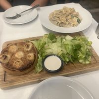 Leek & onion quiche   béchamel cream calamarata pasta   at Anastasia in Tel Aviv