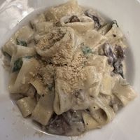Creamy cashew mushroom pasta is so satisfying and tasty.   at Anastasia in Tel Aviv