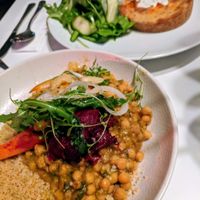 Chickpea and squash stew and the Sweet potato quiche. Both very nice! at Anastasia in Tel Aviv