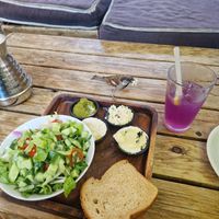 Breakfast, the bird liked it, too! at Anastasia in Tel Aviv
