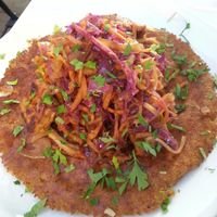 Macadamia-rice pancake with vegetables at Anastasia in Tel Aviv