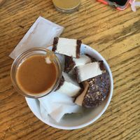 Vegan ice cream with peanut sauce  at Anastasia in Tel Aviv