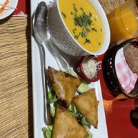 Briouates had cheese, soup was vegan as my stomach said because I didn’t got diarrhea 😂  at Kui-Zin in Marrakech