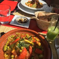 Vegetable tajine & cous cous with vegetables, very good 👍 at Kui-Zin in Marrakech