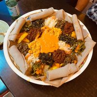 Vegan "veggie combo" at Piassa Bar & Restaurant in England