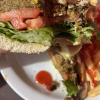 Love a house made garden burger! Quinoa and black bean with sautéed mushrooms and half an avocado. Be sure to ask NO MAYO.  at Miracle Mile Cafe in San Rafael