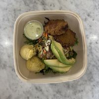 Fava Burger 🍔 Salad bowl 🥣   at Makka Living Foods in Palm Springs