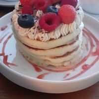 NCY pancakes (you can't see the delicious compote in the middle of the stack) at BIG Sister in London