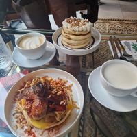 And the sweet stack, with our sipped on coffees at BIG Sister in London