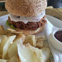 Chickpea burger at Roots 'n' Beans in Kandy