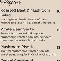 Vegan Menu  at Rose Villa Southern Table & Bar in Ormond Beach