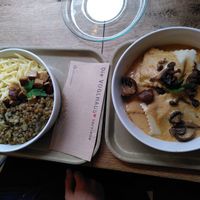 Spatzle with lentils and the ravioli with mushrooms at Das Voglhaus in Konstanz