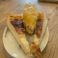 Shared cakes (mango tartlet and cheesecake)  at Das Voglhaus in Konstanz