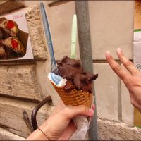 Vegan Ice Cream (chocolate and coconut with chocolate topping) at CamBio Vita in Rome