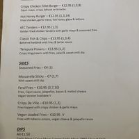 Diner menu  at Caifé Kitty in Donega