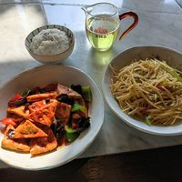 Home style tofu & Chinese potato salad. at Lao Ba Cha in Bali