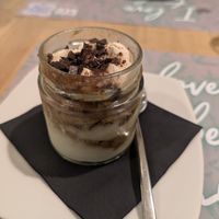 Vegan tiramisu (very good!!!) at Vitto Pitagorico in Aversa