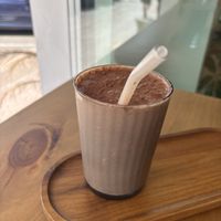 Chocolate and banana protein smoothie  at Plant Shack in Javea