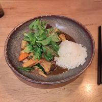 Rice with tofu, avocado and seasonal vegetables at Mia Restaurant in Virginia