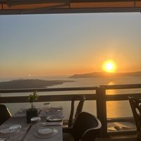 Sunset   at Koultoura Restaurant in Thira