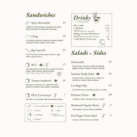 menu from August 2025  at Tall Trees Cafe in Ferndale
