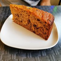 Banana cake. It looks a little bit dry but it actually was rather moist. Lovely natural banana flavour! at Fi Real in Bristol