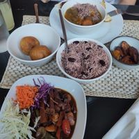 Recommend doing this! Main each and rice and peas/plaintain/dumplings at Fi Real in Bristol