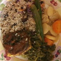 Jerk tofu mixed with okra & butter beans, rice & peas 👌👌 at Fi Real in Bristol