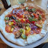 Ortalana pizza with vegan cheese at Al Bivio Hornbeam Park in Harrogate