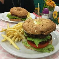 Double Soy Burger and Bacon Cheese Burger at Konu Bar in Buenos Aires