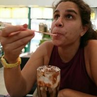 enjoying my soyshake!  at Konu Bar in Buenos Aires