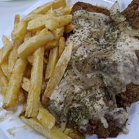 Lomito a la fugazzeta. Very good at Konu Bar in Buenos Aires