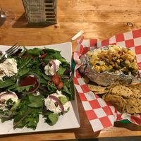 Owl salad and Owl Veggie Potato at Green Owl Deli in Mc Allen