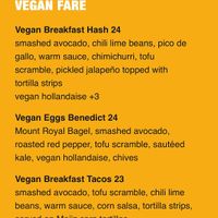 Vegan menu options  at The Ruby on Johnson in Victoria